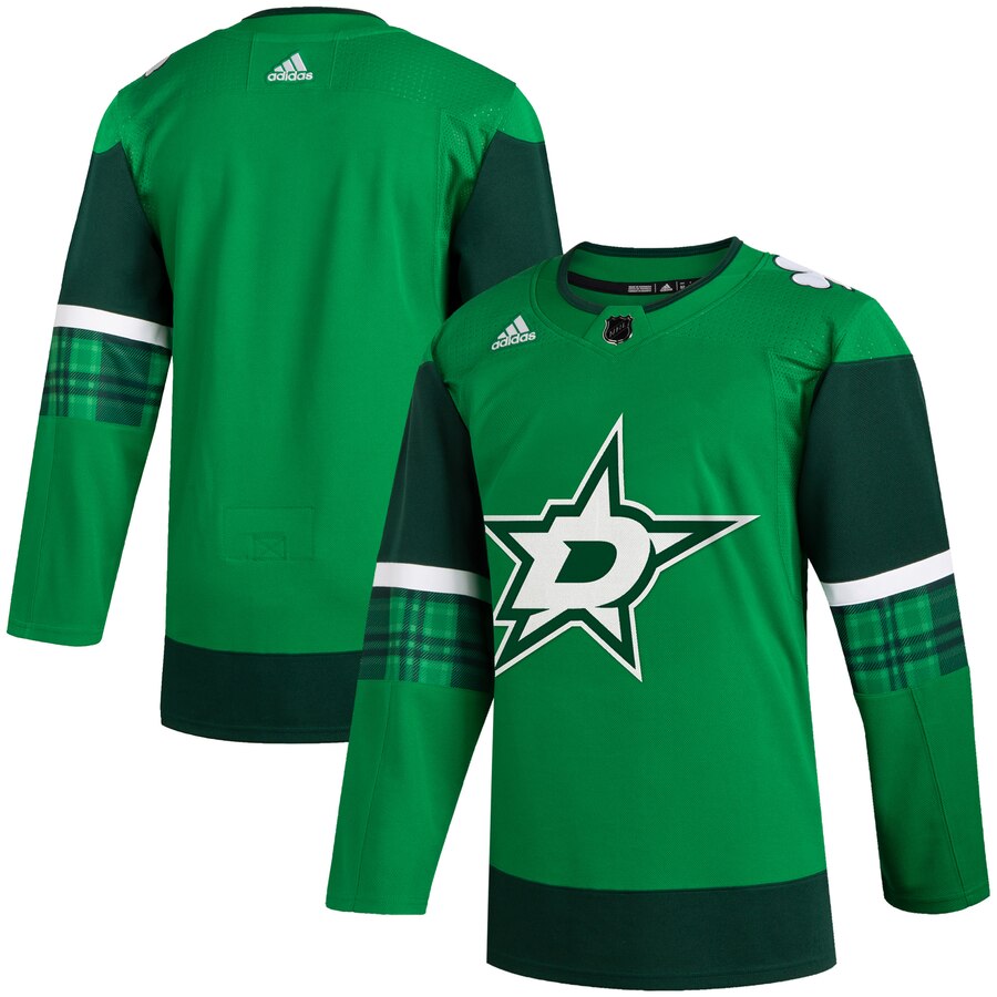Dallas Stars Blank Men Adidas 2020 St. Patrick Day Stitched NHL Jersey Green
